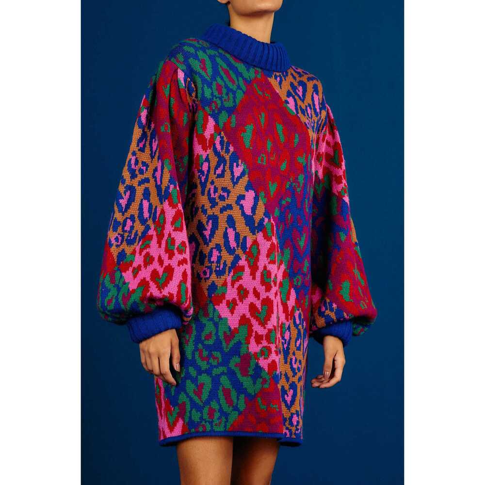 Farm Rio Mixed Leopard Pop Sweater Dress